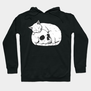 Cat sleeping on skull Hoodie